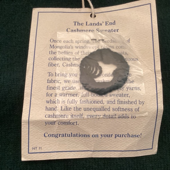 Lands' End Men's Dark Green Cashmere Crewneck Sweater Size XL NWT - Picture 6 of 9